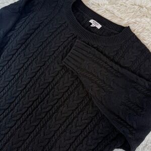 BB Dakota Steve Madden Black Wool Cable Knit Oversized Sweater Women's Medium